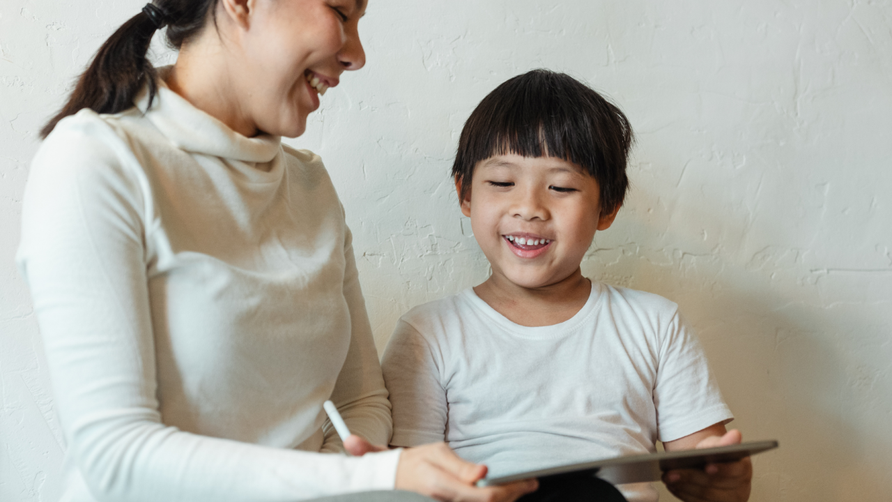 child with tablet
