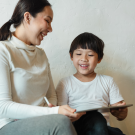 child with tablet